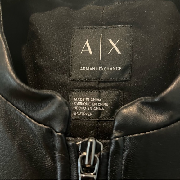 Armani Exchange Black Faux Leather Peplum Jacket Size XS - Picture 14 of 15